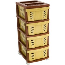 Norino Sağlam Plastik Elegant Delikli Komidin (4 Çekmeceli Sebzelik) Çölbeji