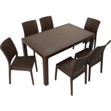 Norino Mandella Elit Rattan 90X150 Elit Sandalye Masa Takımı Kahverengi