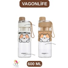 Vagonlife 600 ml Kedi Figürlü Su Matarası ( Rahat Içim-Süzgeçli )
