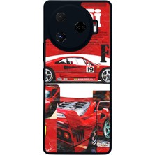 Scaleta Case Camon 30 Pro Uyumlu Ferrari Tasarımlı Glossy Mat Siyah Silikon Telefon Kılıfı
