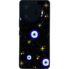Scaleta Case Camon 30 Pro Uyumlu Nazar Tasarımlı Glossy Mat Siyah Silikon Telefon Kılıfı