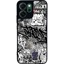 Scaleta Case Reno 14F Uyumlu Grafiti Tasarımlı Glossy Mat Siyah Silikon Telefon Kılıfı