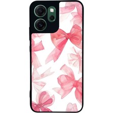 Scaleta Case Reno 14F Uyumlu Kurdele Tasarımlı Glossy Mat Siyah Silikon Telefon Kılıfı