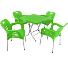 Norino Mandella Katlanır Ayak 80X80 Demir Ayaklı Nil Koltuk Masa Takımı Yeşil