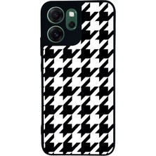 Scaleta Case Reno 14F Uyumlu Monogram Tasarımlı Glossy Mat Siyah Silikon Telefon Kılıfı