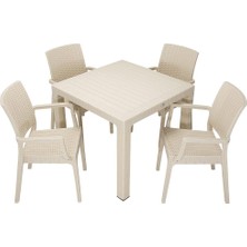 Norino Mandella Elit Rattan 90X90 Elit Koltuk Masa Takımı Çölbeji
