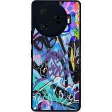 Scaleta Case Camon 30 Pro Uyumlu Grafiti Tasarımlı Glossy Mat Siyah Silikon Telefon Kılıfı