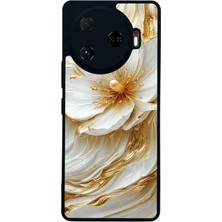 Scaleta Case Camon 30 Pro Uyumlu Yaldız Çiçek Tasarımlı Glossy Mat Siyah Silikon Telefon Kılıfı