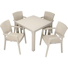 Norino Mandella Elit Rattan 90X90 Zeus Koltuk Masa Takımı Çölbeji