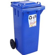 Norino Sağlam Plastik Çöp ve Atık Konteyneri 120 Lt Tekerlekli Orjinal Mavi