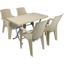 Norino Mandella Zeugma 70X120 Katlanır Ayak 4 Kişilik Nibras Koltuk Masa Takımı Çölbeji