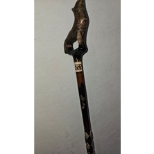 Normadia El Yapımı Devrek Bastonu (Kurt Başlı, 3 Hilal) Şık ve Geleneksel Tasarım