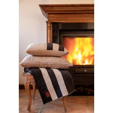 Barine Yünlü Dokulu Kalın Battaniye, Koltuk Şalı Siyah