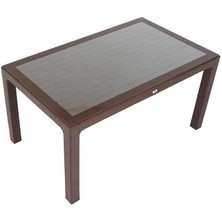 Norino Mandella 90X150 Elit Rattan Masa (Camlı) Kahverengi