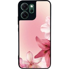 Scaleta Case Reno 14F Uyumlu Solo Çiçek Tasarımlı Glossy Mat Siyah Silikon Telefon Kılıfı