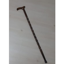 Normadia El Işçiliği Lüks Örgü Desenli Kayın Ağacı Ahşap Baston