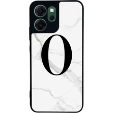 Scaleta Case Reno 14F Uyumlu O Harfi Tasarımlı Glossy Mat Siyah Silikon Telefon Kılıfı