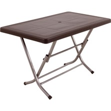 Norino Mandella 70X120 Zeugma Rattan Masa (Katlanır Metal Ayak) Kahverengi