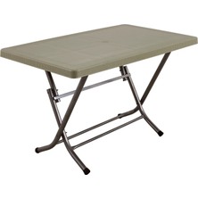 Norino Mandella 70X120 Zeugma Rattan Masa (Katlanır Metal Ayak) Çölbeji