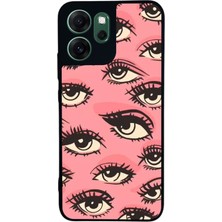 Scaleta Case Reno 14F Uyumlu Göz Tasarımlı Glossy Mat Siyah Silikon Telefon Kılıfı