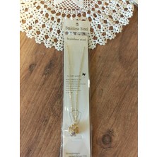 Stainless Steel Taşlı Dört Yapraklı Yonca Kolye - Gold Renkli