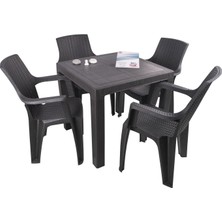 Norino Mandella Elit Rattan 80X80 Nibras Koltuk Masa Takımı Kahverengi