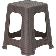 Norino Mandella Sağlam Plastik Star Rattan Büyük Tabure Kahverengi