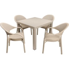 Norino Mandella Elit Rattan 90X90 Eylül Koltuk Masa Takımı Çölbeji