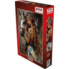 Nova Puzzle 1000 Parça Kabile Kızı ve Beyaz Atı Puzzle