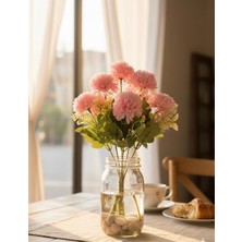 Yapay Çiçek Deryası 9 Dallı Pembe Kasımpatı Şimşir Detaylı Dekorasyon Çiçeği