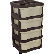 Norino Sağlam Plastik Maxi Büyük Boy Komidin (4 Çekmeceli Sebzelik) Çölbeji