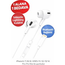 Iphone 11-12-13-14-Plus Pro ve Pro Max Uyumlu Lightning Kablolu Kulaklık Pro 5 Mikrofonlu