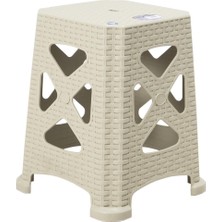 Norino Mandella Sağlam Plastik Elit Rattan Büyük Tabure Çölbeji