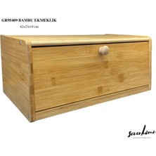 Sever İthalat Svr  Bambu Ekmeklik – Doğal Kapaklı Mutfak Ekmek Kutusu 42X23X18 cm