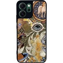 Scaleta Case Reno 14F Uyumlu Mozaik Tasarımlı Glossy Mat Siyah Silikon Telefon Kılıfı