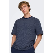 Only & Sons Onsfred Pamuklu Relaxed Fit Çizgili Bisiklet Yaka T Shirt Erkek T Shirt 22036384