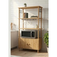 Peka Mutfak Dolabı 4 Raflı 2 Kapaklı – Kahve Köşesi ve Çok Amaçlı Mutfak Standı