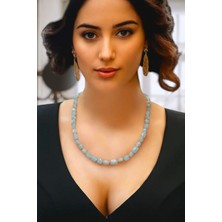 Pozitif Doğal Taş Doğal Akuamarin Kolye 669-5