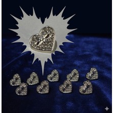 Bigümex Taşlı Kalpli Düğme 24 Boy (15.2mm) 10 Adet