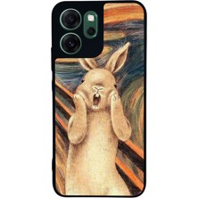 Scaleta Case Reno 14F Uyumlu Tavşan Tasarımlı Glossy Mat Siyah Silikon Telefon Kılıfı