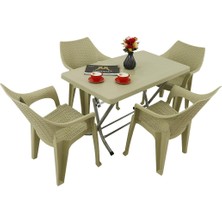 Norino Mandella Zeugma 70X120 Katlanır Ayak 4 Kişilik Polo Koltuk Masa Takımı Çölbeji