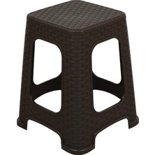 Norino Mandella Sağlam Plastik Karizma Rattan Tabure (6 Adet) Kahverengi