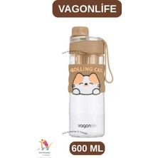 Vagonlife 600 ml Kedi Figürlü Su Matarası ( Rahat Içim-Süzgeçli )