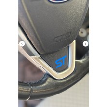 Banxtre Ford Direksiyon Için Reflektör Mavi St Yazısı Sticker Etiket (2 Adet)