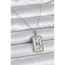 Renklime 316L Çelik Gümüş Renk Zincir Balık Burcu Zirkon Taşlı Kadın Kolye