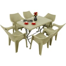 Norino Mandella Zeugma 70X120 Katlanır Ayak 6 Kişilik Polo Koltuk Masa Takımı Çölbeji