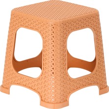 Norino Mandella Sağlam Plastik Star Rattan Küçük Tabure Tik