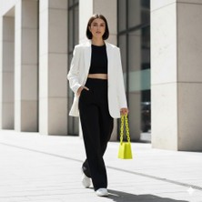 Mottopi Zincirli Dikey Çanta,el ve Omuz Çantası,3d Baskı Çanta-Neon Sarı