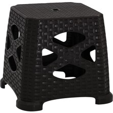 Norino Mandella Sağlam Plastik Elit Rattan Küçük Tabure (6 Adet) Kahverengi