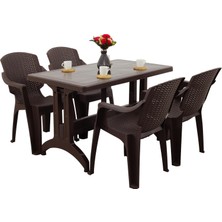 Norino Mandella Zeugma 70X120  Golf Koltuk 4 Kişilik Masa Takımı Kahverengi